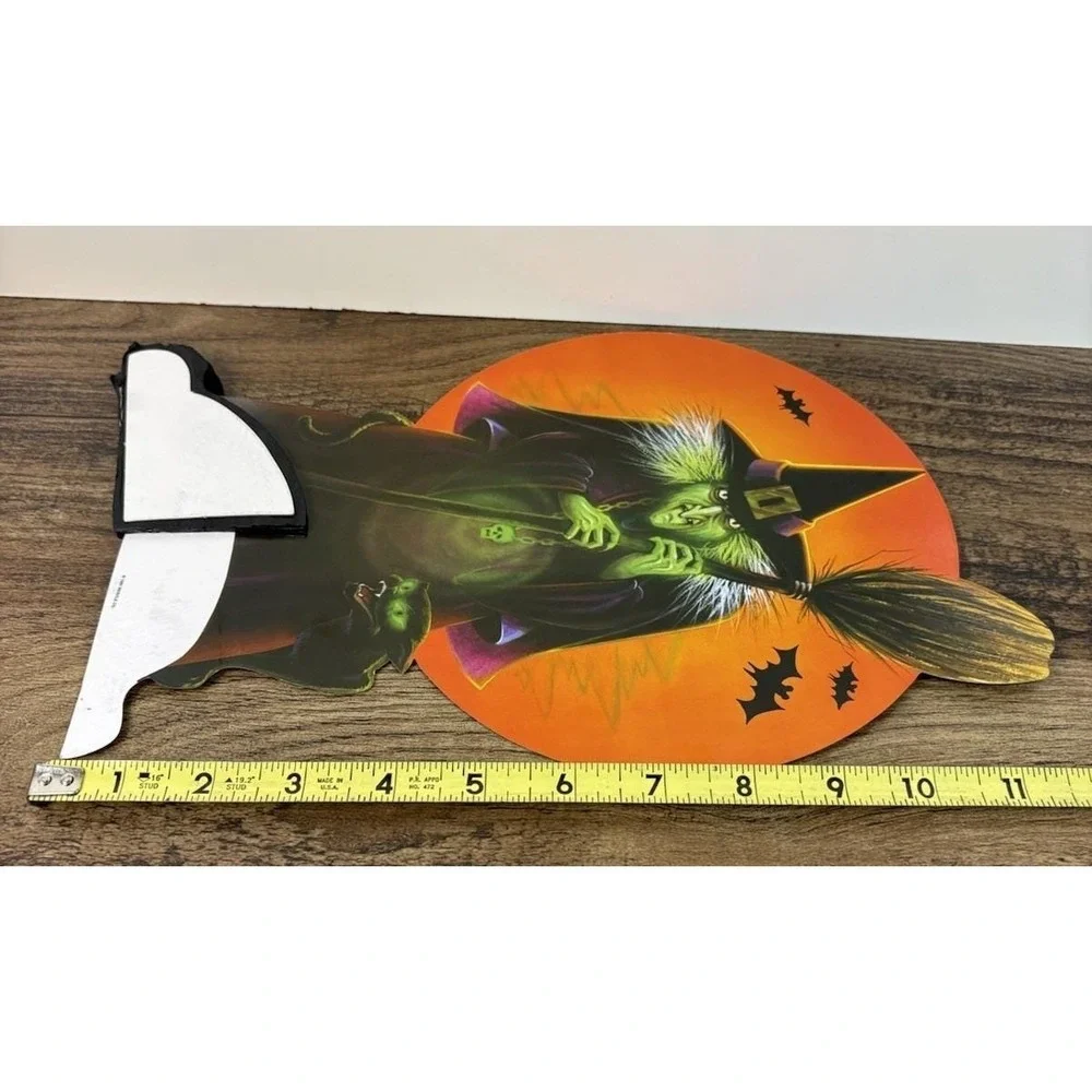 Vintage Halloween Paper Die Cut Witch Cat Bat Honeycomb Stand Beistle Company
